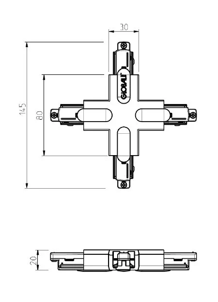 Global 1F X-stykke GB38 Sort